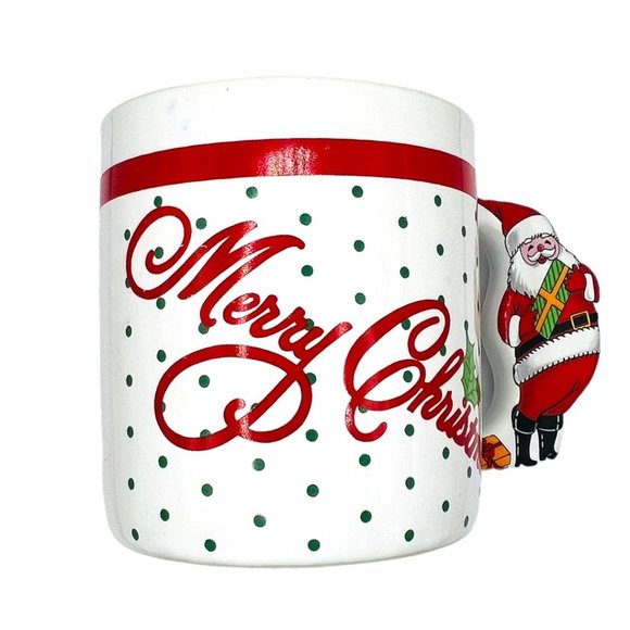 Vintage "Merry Christmas" Ceramic Coffee Mug With Santa Handle Made in Japan - Picture 1 of 9